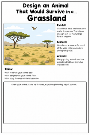 Grade 4 Animal Adaptations — Printable No-Prep Worksheet