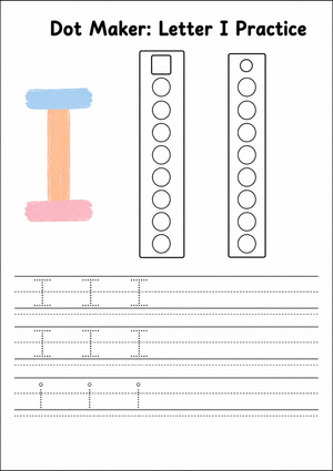 Dot Maker: Creative Worksheet for Letter I Practice