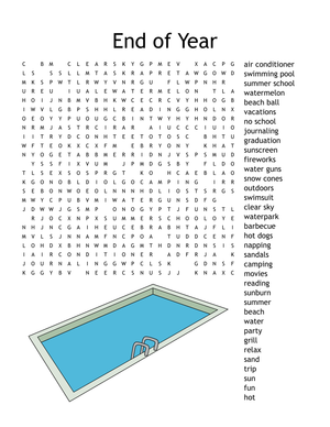 Grade 2 End of Year Word Search — Printable Worksheet