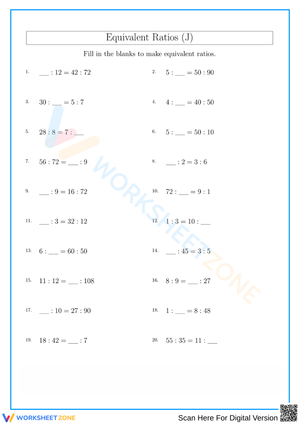 Interactive Worksheet on Equivalent Ratios
