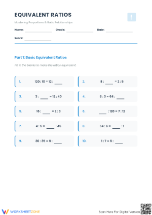 Equivalent Ratios Worksheet | Grade 6 Math Printable