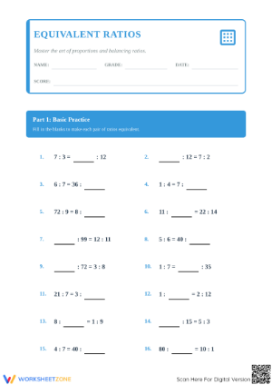 6.RP.A.3 Worksheet: Equivalent Ratios — Grade 6 Aligned