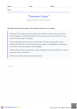Narrative Writing Prompt | Grade 4 Printable Worksheet