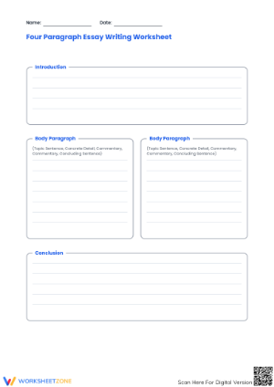 Grade 4-7 Essay Structure — Printable No-Prep Worksheet