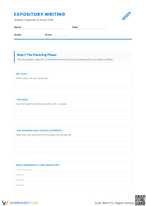 Expository Writing Guide: Essential Essay Draft Organizer