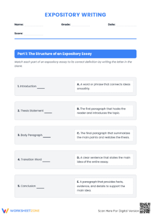 Printable Expository Writing Worksheet | Grade 5 ELA