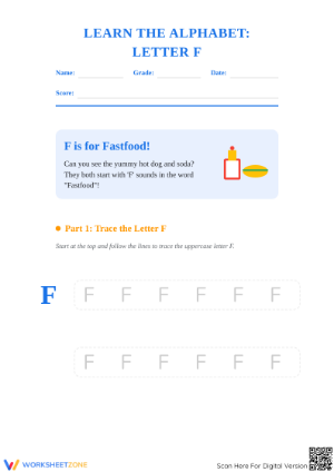 Letter F Beginning Sound Worksheet | Grade K Printable