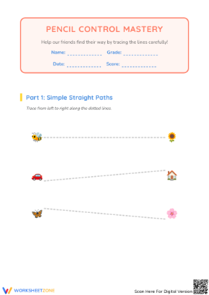 Essential Pencil Control Tracing Worksheet | Grade K