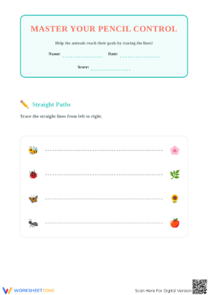 Essential Pencil Control Tracing Worksheet | Grade K Ready