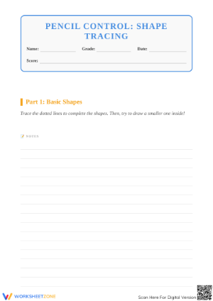 Essential Pencil Control & Shape Tracing Worksheet | Grade K