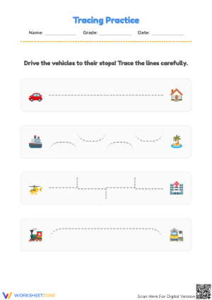 Essential Pencil Control Tracing Worksheet | Kindergarten