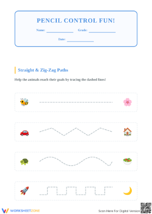 Grade K Pencil Control — Printable No-Prep Worksheet
