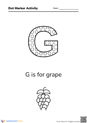 Printable Letter G Dot Marker Worksheet | Kindergarten