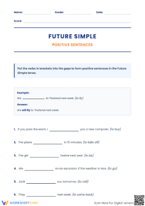 Grade 3 Future Simple Tense — Printable No-Prep Worksheet