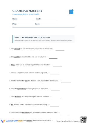 Grade 7 Grammar Mastery — Essential Printable Worksheet