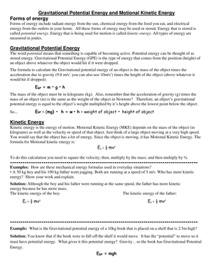 Explore Gravitational Potential and Motional Kinetic Energy