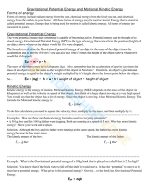 Explore Gravitational Potential and Motional Kinetic Energy