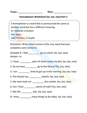 homophones worksheet 12