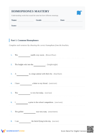 Essential Homophones Practice Worksheet | Grade 4 Ready