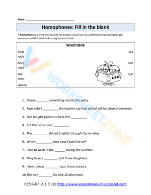 homophones worksheet 4