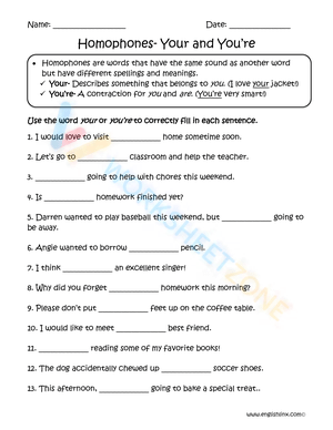 homophones worksheet 9