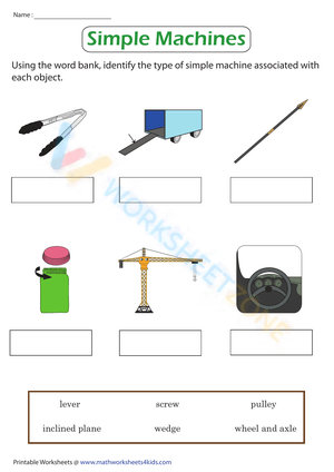 Identify the Simple Machines Worksheet