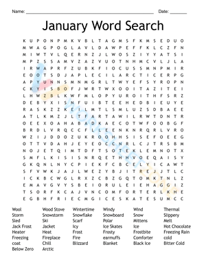 Enjoy Learning with January Word Search Printable