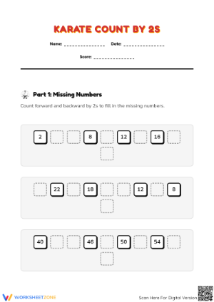 Karate Count by 2s Worksheet | Essential Grade 2 Math