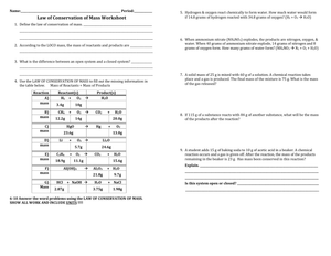 Understand Law of Conservation of Mass with Worksheet