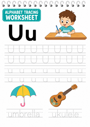 Printable Letter U Tracing Worksheet | Kindergarten ELA
