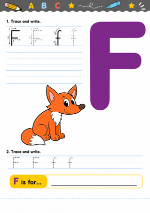 Essential Letter F Practice Worksheet | Grade K-1