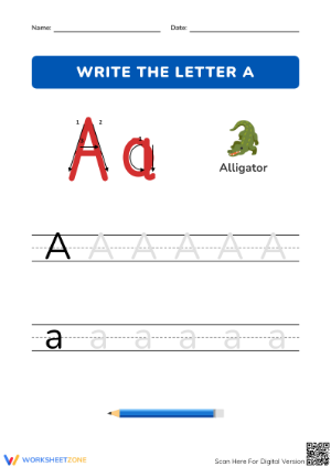 Printable Letter A Tracing Worksheet | Grade K ELA