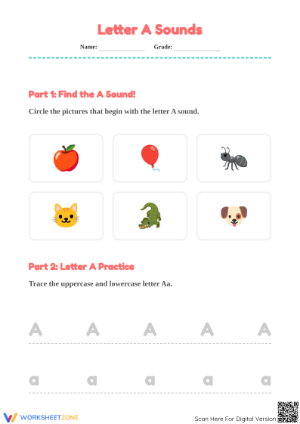 Letter A Beginning Sound Worksheet | Essential Grade K-1