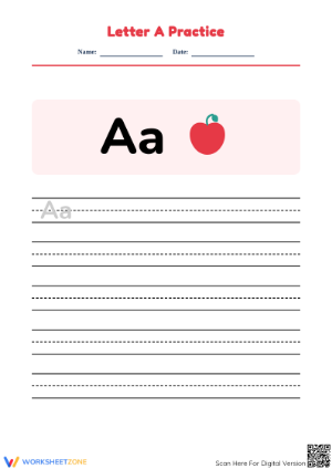 Printable Letter A Beginning Sound & Tracing Worksheet