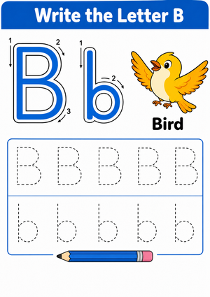 Printable Letter B Tracing Worksheet | Grade K