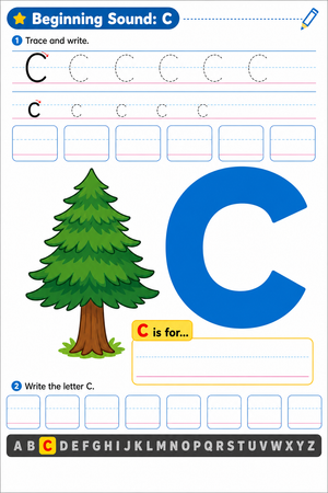 Essential Letter C Beginning Sound Worksheet | Grade K-1