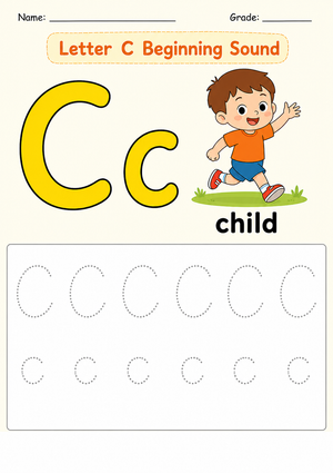 Letter C Beginning Sound Worksheet | Essential Phonics