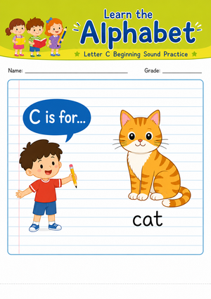 Printable Letter C Beginning Sound Worksheet