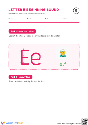 Letter E Beginning Sound Worksheet | Essential Phonics Guide