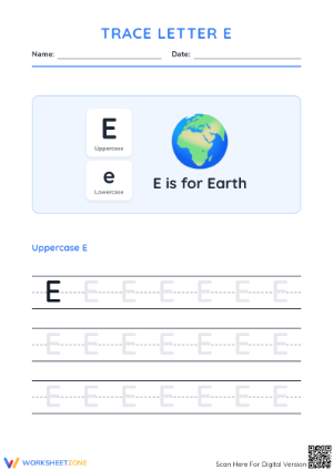 Printable Letter E Tracing Worksheet | Kindergarten ELA