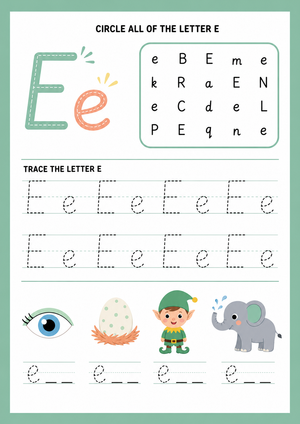 Letter E Beginning Sound Worksheet | Printable Grade K