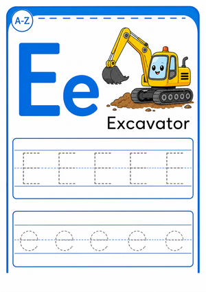 Letter E Tracing Printable | Grade K Phonics