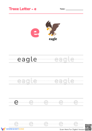 Printable Letter E Tracing Worksheet | Kindergarten ELA