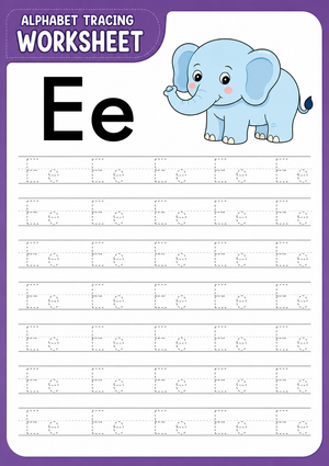 Letter E Tracing Worksheet | Essential Grade K-2 Phonics