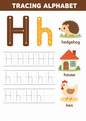 Printable Letter H Tracing Worksheet | Grade K ELA
