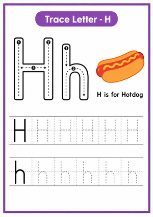 Grade K Letter H Tracing — Printable No-Prep Worksheet