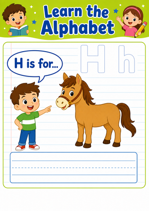 Letter H Beginning Sound | Printable Kindergarten Worksheet
