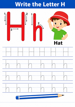 Essential Letter H Tracing Worksheet | Kindergarten