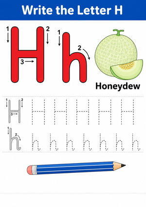 Printable Letter H Tracing Worksheet | Kindergarten ELA