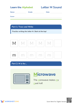 Essential Letter M Beginning Sound Worksheet | Grade K-1
